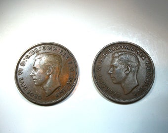 2+ One Penny 1937 George VI Collectibles in Coins Collector Gifts for Him Fathers Day Dad or Her Mothers Day Mom of Two Old Coin Pennies