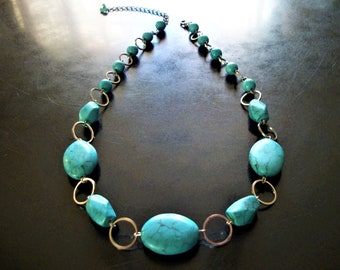 Turquoise Style Choker Link Adjustable Necklace Unique Vintage Jewelry Gifts for Her Mothers Day Mom Gift idea for a Grandmother