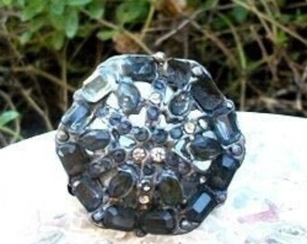 Antique Pewter Button Stones Rhinestones Unique Jewelry Gifts for Her Bedazzle Embellish A Coat Sweater Purse Etc.