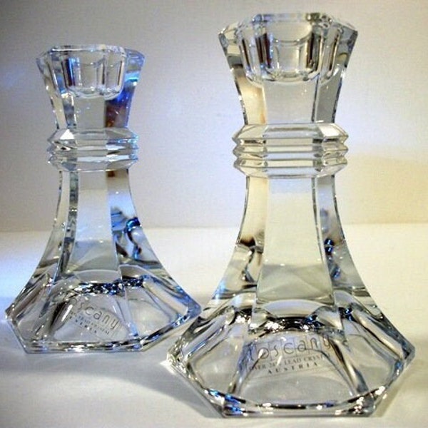 Set Toscany Crystal Candlestick Candle Holders Unique Gifts for An Anniversary Gift Idea for You Her or Him Fun for Natural Table Lighting