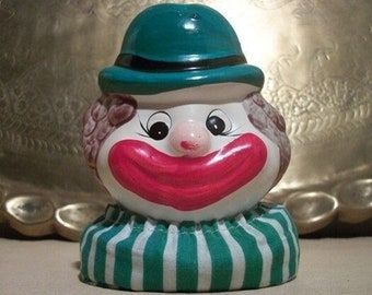Circus Clown Coin Bank Lucky Charm Style Fellow Fun Saving Coins Figurine Art Pottery Collectibles Gifts for Kids Grandmothers Her or Him