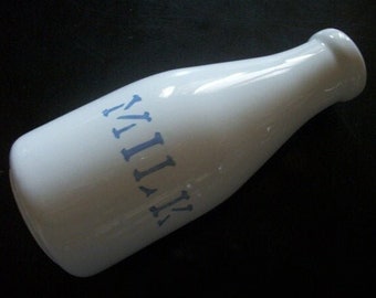 Quart MILK Bottle in Stoneware Pottery FUN Gift idea for a Dairy Farmer in a Vintage Collectible Container Unique Gifts for The Home Her Him