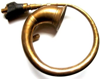 INDIA An old brass tube horn with its remaining bits of a squeeze bulb unique collectible gifts for him or her