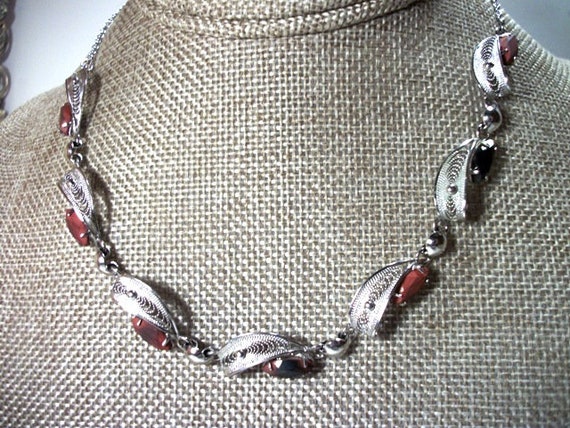 Vintage Sorrento Silver Necklace 7 Filigree Link … - image 10