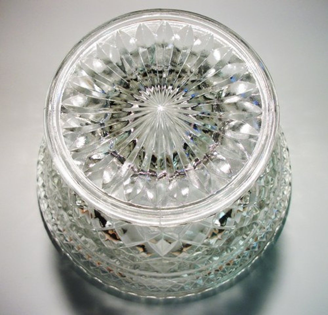 Diamond Pattern Pressed Crystal Glass Candy Dish Compote Etsy