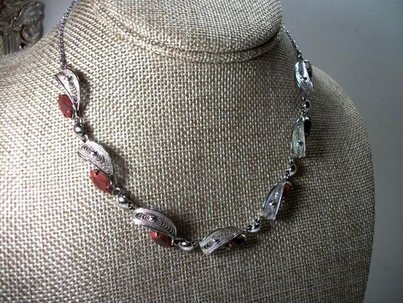Vintage Sorrento Silver Necklace 7 Filigree Link … - image 9