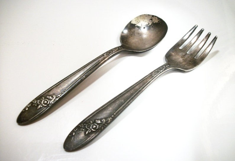 Old Oneida Floral Baby Fork & Spoon Round 2 Pc Set Toddler Silver Silverware Flatware Etsy