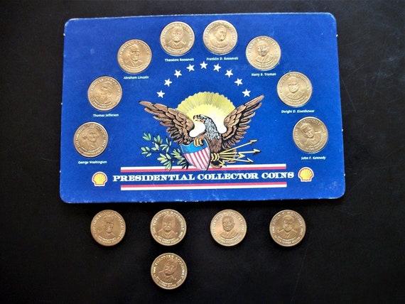 SET Shell Presidential 8 Coin Collection in Cardboard Holder