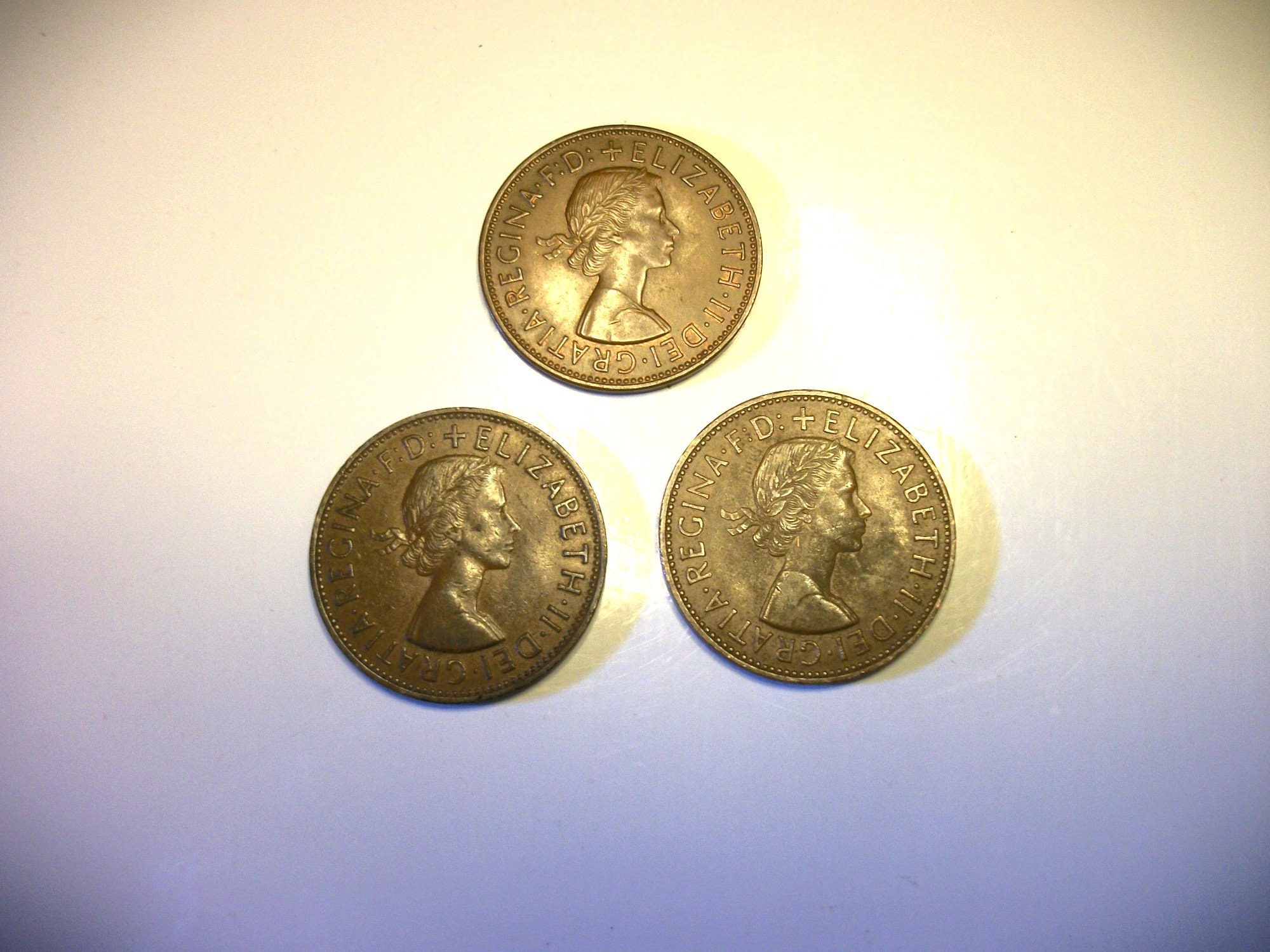 3 Coins 1964 Elizabeth Ll Dei Gratia Regina ONE PENNY Collectibles in