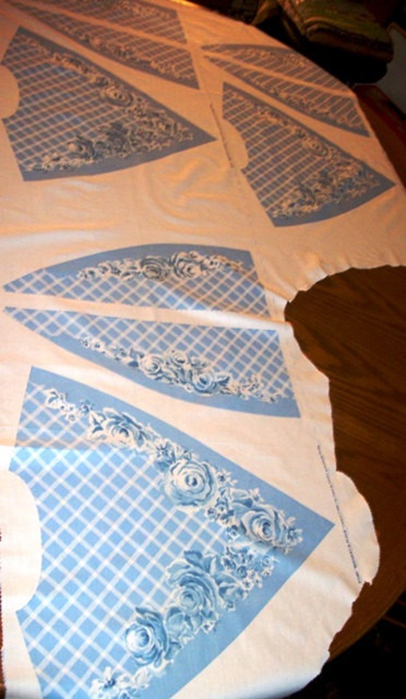 BOUQUET de FLEUR Three Cotton Fabric Creative Cloth Collars in Soft Blues and White Print
