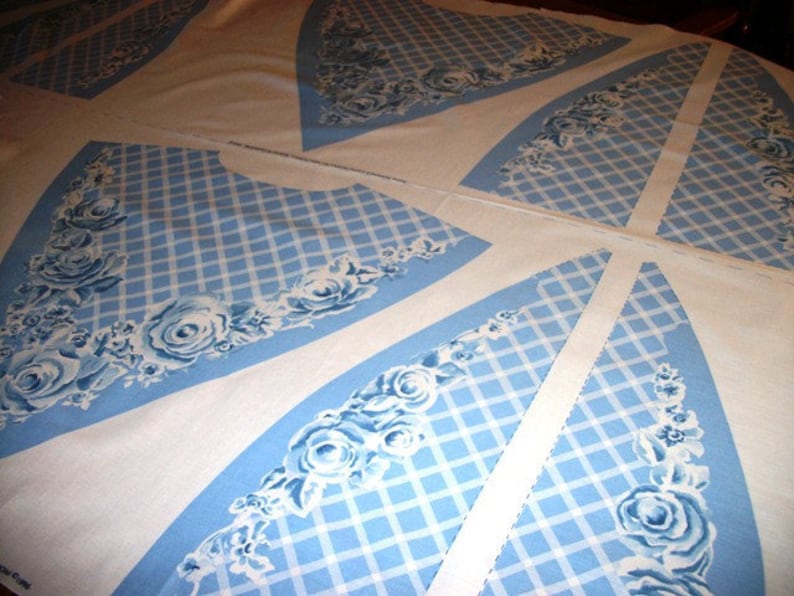 BOUQUET de FLEUR Three Cotton Fabric Creative Cloth Collars in Soft Blues and White Print