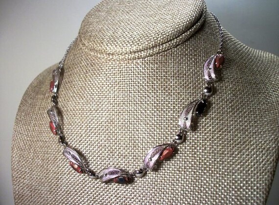 Vintage Sorrento Silver Necklace 7 Filigree Link … - image 8