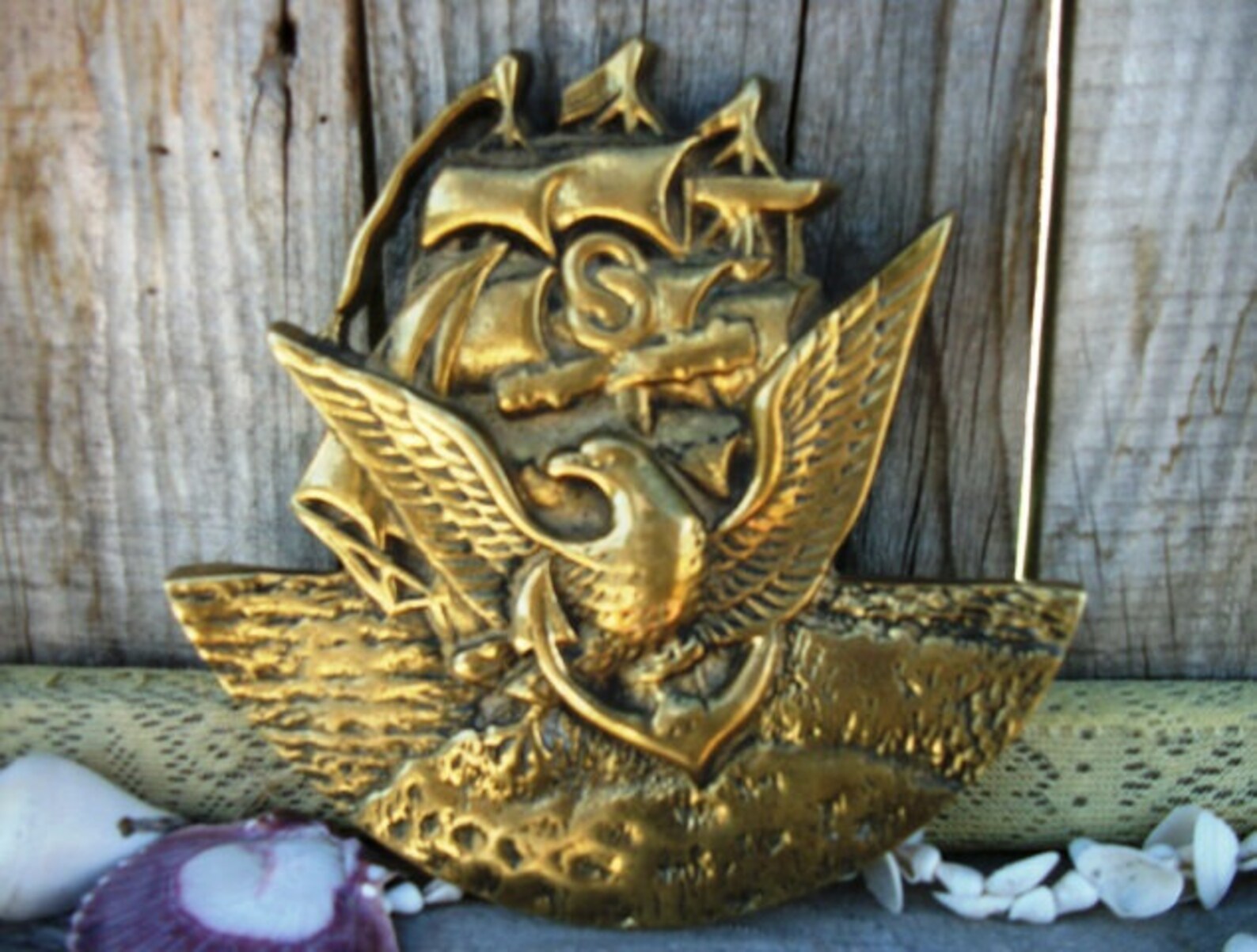 US Navy Sailing Ship American Eagle Anchor Relief Solid Cast Etsy