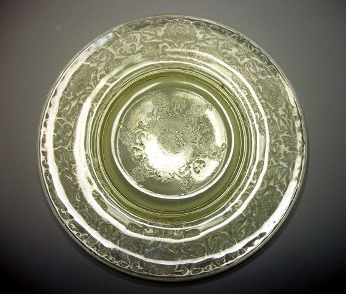 Depression Glass Plate Yellow Florentine Vintage Collectible Etsy