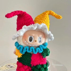 Doll Crochet Clothes Pattern – Amigurumi Doll Outfits PDF –Labubu clown doll clothes set Ver 2–Doll Accessories Pattern, Fits Labubu