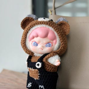 Doll Crochet Clothes Pattern – Amigurumi Doll Outfits PDF – Little Wild Bearsuit –Doll Accessories Pattern, Fits Labubu Gen 1/2/3 ~18