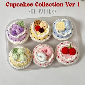 6 in 1 Cup Cake Ver 1 Häkelanleitung, Kirsch-Regenbogen-Kuchen, Mini-Geburtstagsgeschenk, niedlicher Geburtstagskuchen, PDF Häkelanleitung