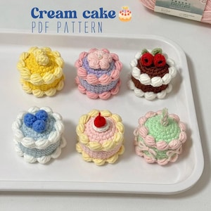 6 in 1 Cream cake Ver 4 Crochet Pattern, Cherry Rainbow Cake Plushie, Mini Birthday Crochet Gift, Cute Birthday Cake PDF Pattern