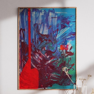 Textured Acrylic Abstract Painting, Hand Painted Abstract Art, Canvas Wall Art, Framed Abstract Wall Decor, Colorful Contemporary Painting