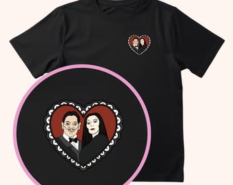 Morticia and Gomez Addams T-Shirt: Gothic Romance Tee, Spooky Couple
