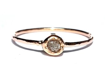 Gold Raw Diamond Ring-14k Solid Rose Gold Ring-Rough Diamond Gold-Stacking Ring-Engagement Ring-Rose Gold Diamond-Raw Diamond-MADE TO ORDER!