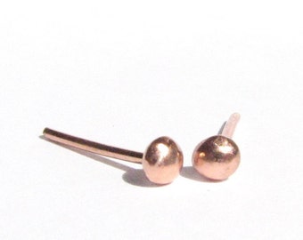 Tiny SOLID Rose Gold Ball Studs - Recycled Gold Post Earrings - with solid 14k posts.