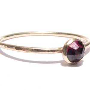 Garnet & 14k Solid Gold Ring - Rose Cut Garnet Ring - Stacking Ring -Thin Gold Ring -Gemstone Ring -Engagement Ring -Made To Order.