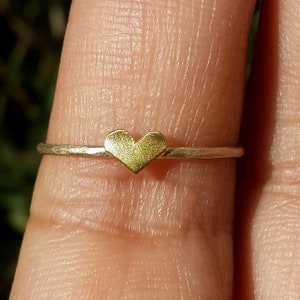 Tiny 24k Gold Heart Ring-14k Solid Gold Band-Gold Engagement Ring-Thin Gold Ring-Anniversary Ring-Boho Ring-Heart Ring-Wedding Ring-24k Gold
