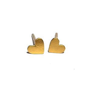 Tiny Solid 24k Yellow Gold Hearts Studs - Pure Gold Heart Post Earrings- 4 mm - Tiny Gold Hearts Studs- Hearts Post Earrings- MADE TO ORDER!