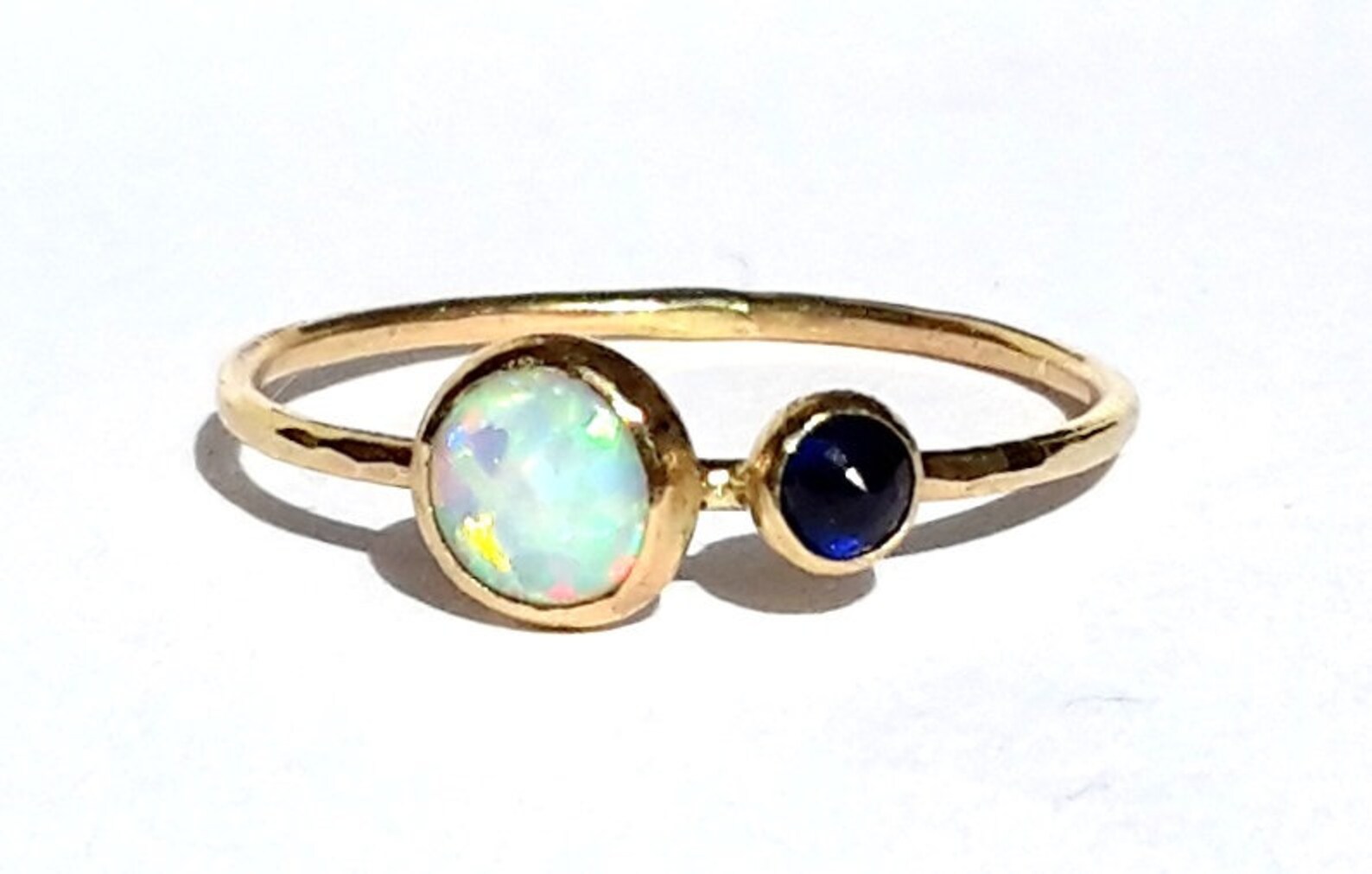 White Opal Sapphire Ring14k Solid Gold Ringopal Engagement Etsy