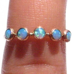 Multi Opals Ring-Solid 14k Gold ring-Pearls Gold Ring-Opal Stacking ring-Multi Stones Ring-White Opals ring-Opal Engagement Ring-Bridal Ring