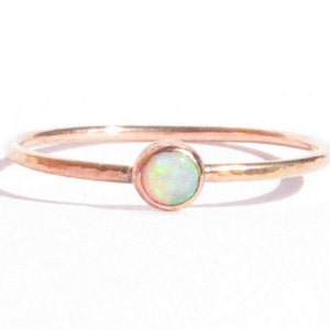 Opal Solid Rose Gold Thin Ring-Stacking Ring-Thin Gold Ring-Opal Engagement Ring-Opal Gold Ring-Opal Rose Gold-Gold Opal Ring-Made To Order