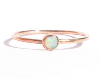 Opal Solid Rose Gold Thin Ring-Stacking Ring-Thin Gold Ring-Opal Engagement Ring-Opal Gold Ring-Opal Rose Gold-Gold Opal Ring-Made To Order