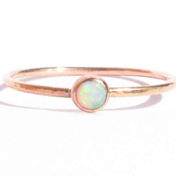 Opal Solid Rose Gold Thin Ring-Stacking Ring-Thin Gold Ring-Opal Engagement Ring-Opal Gold Ring-Opal Rose Gold-Gold Opal Ring-Made To Order