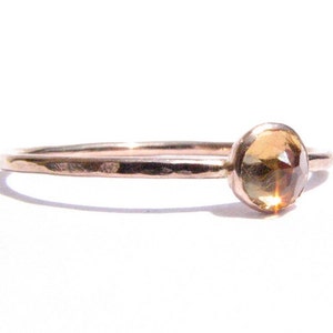 Citrine Solid Rose Gold Ring-Stacking Ring-Thin Gold Ring-Engagement Ring- Citrine Gold Ring-Citrine Engagement Ring-Minimalist Citrine Ring