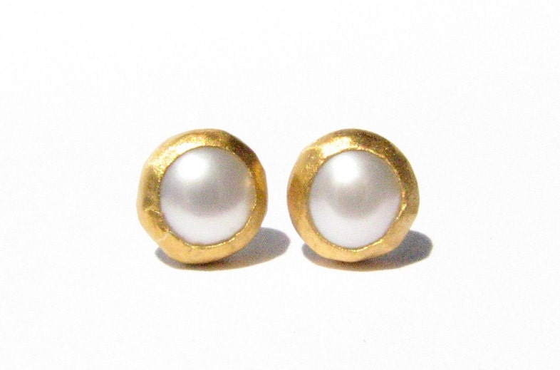 Pearl Earrings  24K Gold Plated  Cardamom  Pepper