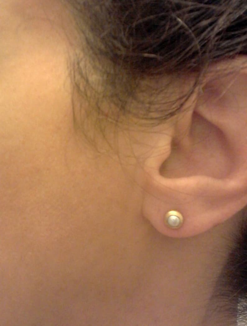 Pearl Gold Studs24k Solid Gold Earringspost Earringsstone Etsy