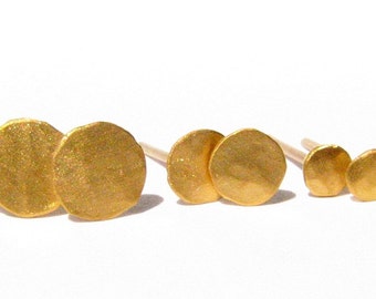 Solid 24k Yellow Gold studs - Pure Gold Post Earrings - 4 mm - Made To Order (within few days).