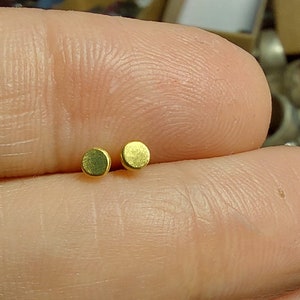 Tiny Solid 24k Gold Studs - 2 mm Studs - Solid Gold Post Earrings- 24k Gold Earrings - Handmade Gold Studs- Made To Order (within few days).
