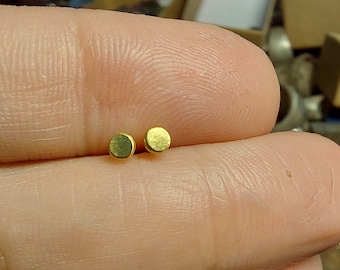 Tiny Solid 24k Gold Studs - 2 mm Studs - Solid Gold Post Earrings- 24k Gold Earrings - Handmade Gold Studs- Made To Order (within few days).