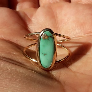 Gold Turquoise Ring-14k Solid Gold Ring-Thin Gold Ring-Unique Ring-Statememt Ring-Turquoise jewelry-Bohemian Ring-Handmade Ring-Solitaire