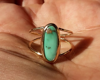 Gold Turquoise Ring-14k Solid Gold Ring-Thin Gold Ring-Unique Ring-Statememt Ring-Turquoise jewelry-Bohemian Ring-Handmade Ring-Solitaire