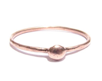 SOLID Rose Gold Ring -Skinny Stacking Ring -Thin Gold Ring- Rose Gold -Metal Work- Engagement Ring-Pink Gold Ring-Gift To Her-Made To Order.