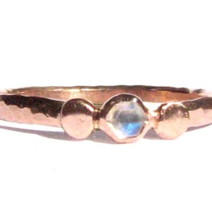 Moonstone & Solid Rose Gold Ring - Stacking Ring -Rose Cut Ring- Gemstone Ring -Moonstone Engagement Ring -Rainbow Moonstone- Ready To Ship!