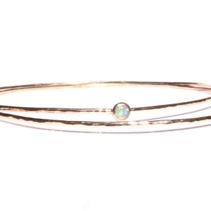 Thin Plain 14k Solid Rose Gold bangle bracelet Rose Gold Bracelet 14k Solid Gold Bangle Hammered 14k Rose Gold Bangle MADE TO ORDER. image 4