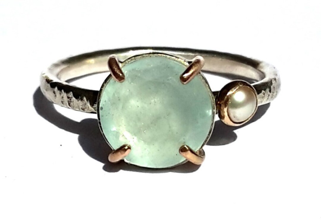 Aquamarine Ring-pearl Ring-aquamarine Rose Gold-aquamarine - Etsy