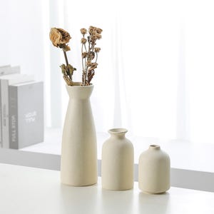 Minimalist Ceramic Vase Set: Black, White & Beige Modern Home Decor