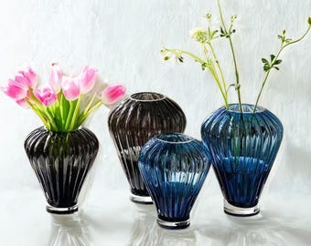 Nordic Glass Balloon Vase: Elegant Table Centerpiece - Gray, Blue, Amber