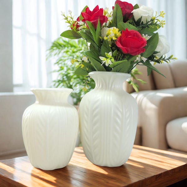 Minimalist White Ceramic Vase Set: Nordic Style Home Decor