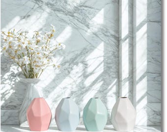 Geometric Ceramic Vase: Minimalist Pastel Home Decor
